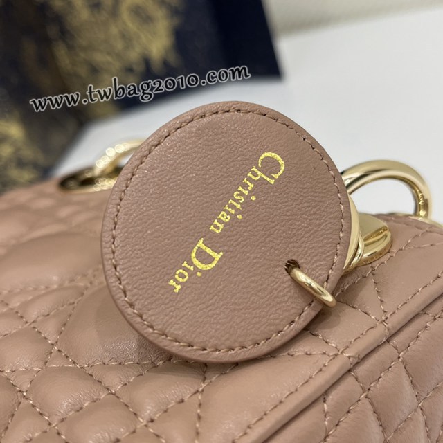 Dior专柜新款Lady女包迪奥高仿原单豆沙粉金Classic Lady戴妃包三格手提女包 djfk1421